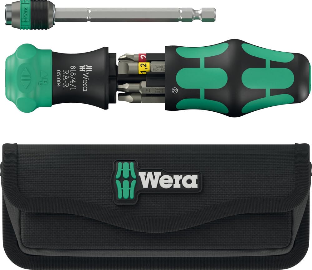 Wera KRAFTFORM KOMPAKT 26 RA-R with textile pouch, compact storage for on-the-go tasks.