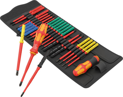 Wera KRAFTFORM Kompakt VDE 26-piece case keeps tools organized for electrical work.