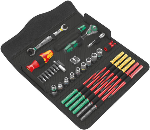 Wera Kraftform Kompakt W 2 Maintenance case-open view shows 35 tools for versatile tasks