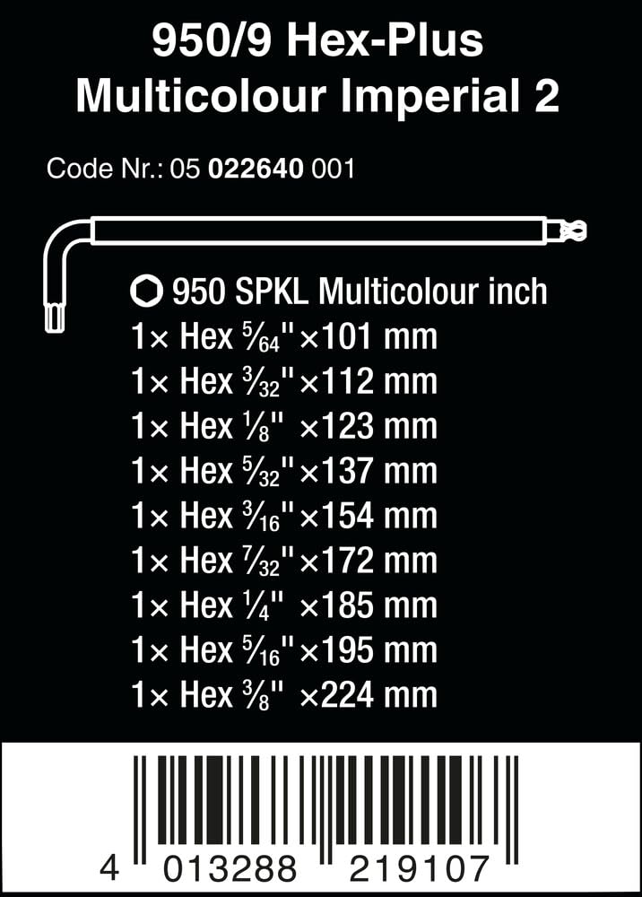 Wera long-arm hex keys lined up for easy selection and fast work.