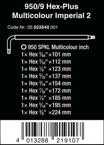 Wera long-arm hex keys lined up for easy selection and fast work.