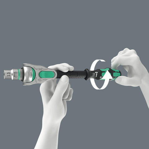 Wera swivel head locks at 0/15/90 degrees for reliable positioning.