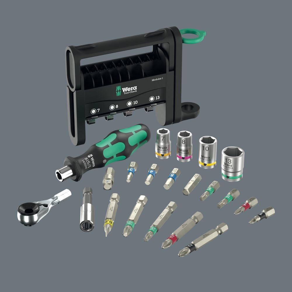 Wera TOOL-CHECK Modular Set 1 case open reveals modular compartments for easy access.