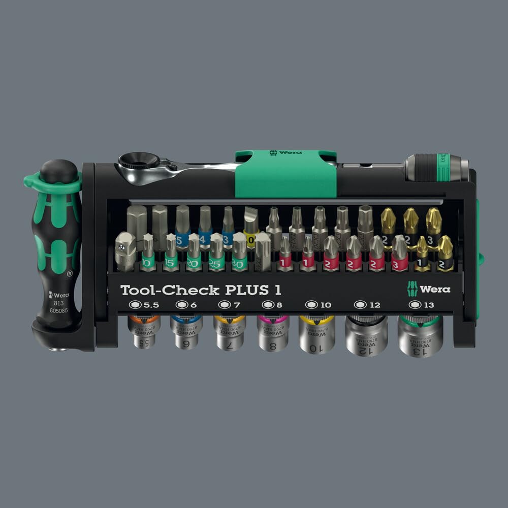 Wera TOOL-CHECK PLUS 1 in use on a workbench for efficient verification.