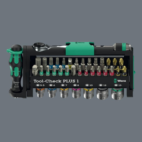 Wera TOOL-CHECK PLUS 1 in use on a workbench for efficient verification.