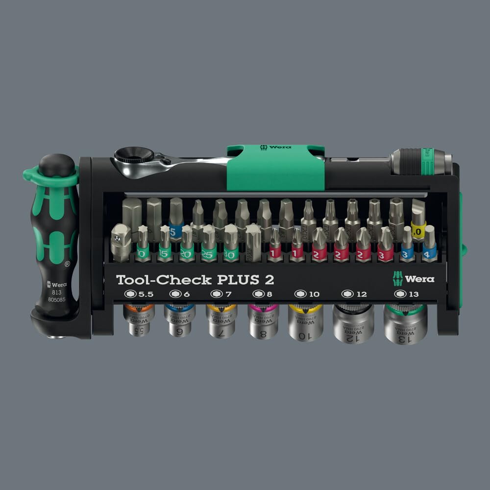 Wera TOOL-CHECK PLUS 2 compact tray highlights organized bit layout for quick selection.