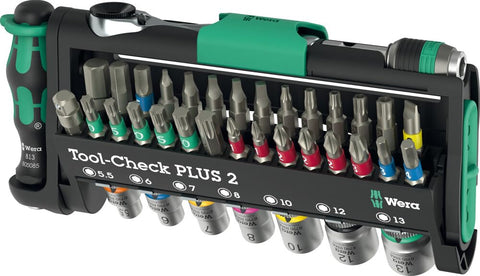 Wera TOOL-CHECK PLUS 2 case view with organized bit set for fast access.