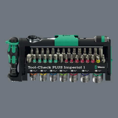 Wera TOOL-CHECK PLUS Imperial 1 open case showing organized internals.