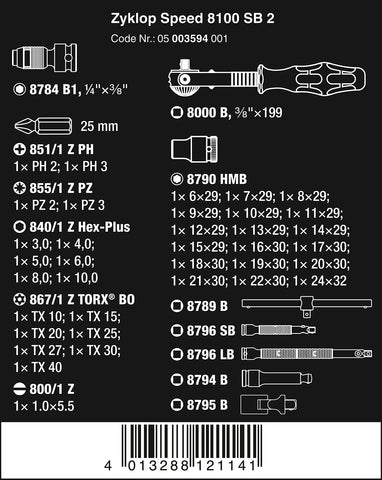 Wera Zyklop metric sockets set covers 18 sizes for versatile fastener work.