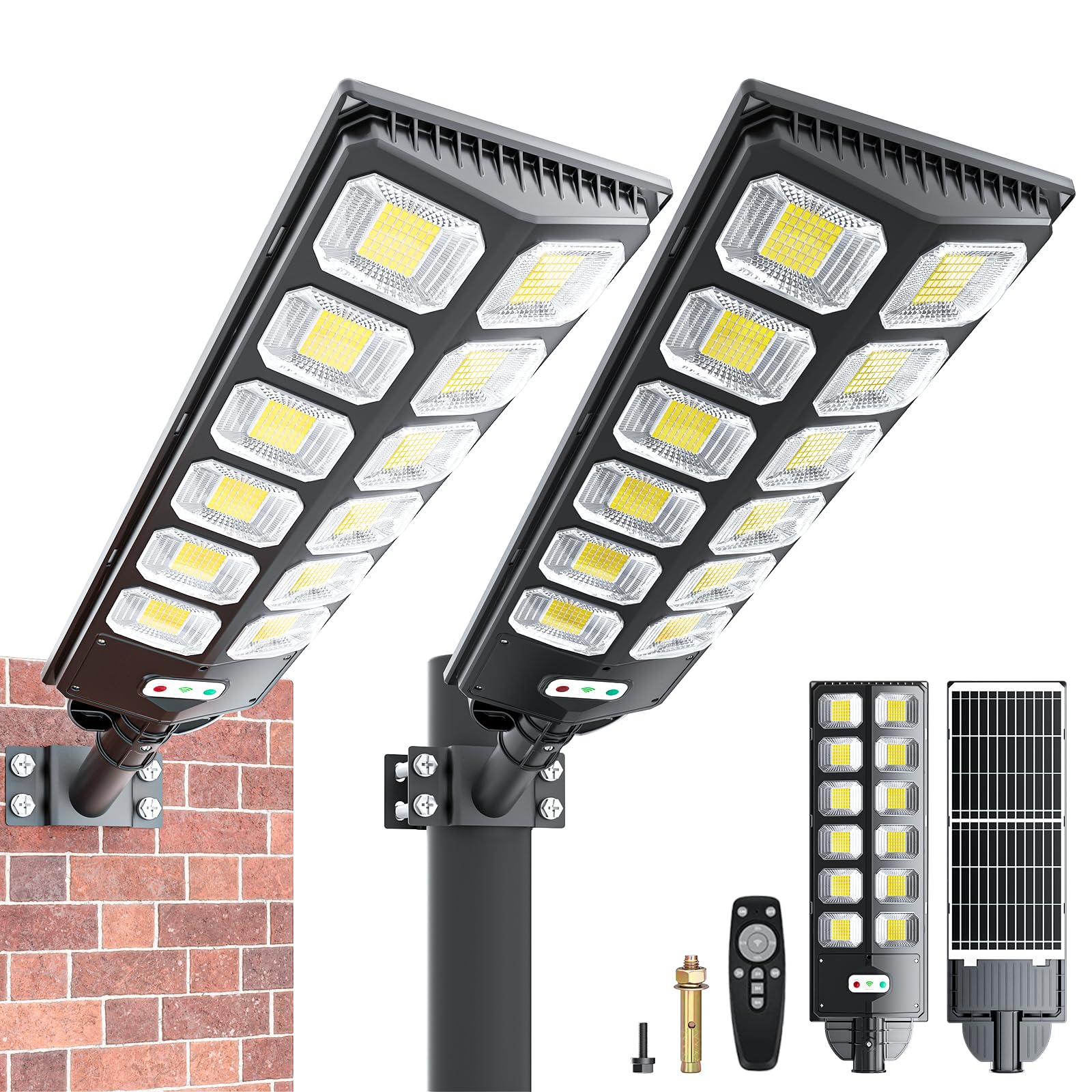 WERCHTAY solar street light with reinforced metal bracket for stable mounting.