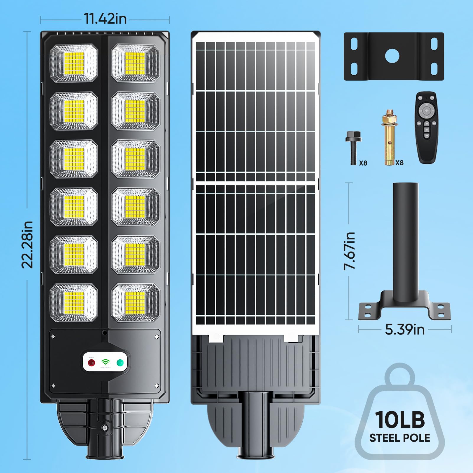 WERCHTAY large solar panel ensures quick charging in direct sunlight.