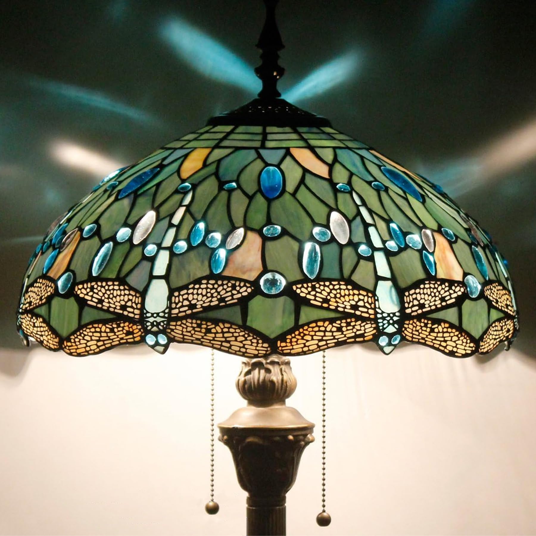 WERFACTORY Tiffany lamp standing 64 inches tall for standout room illumination.