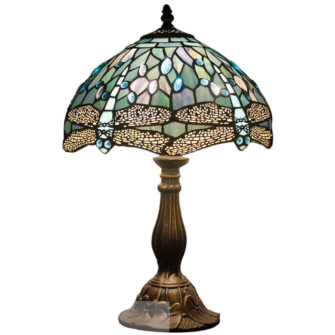 WERFACTORY Tiffany lamp sea blue stained glass shade for warm ambient lighting