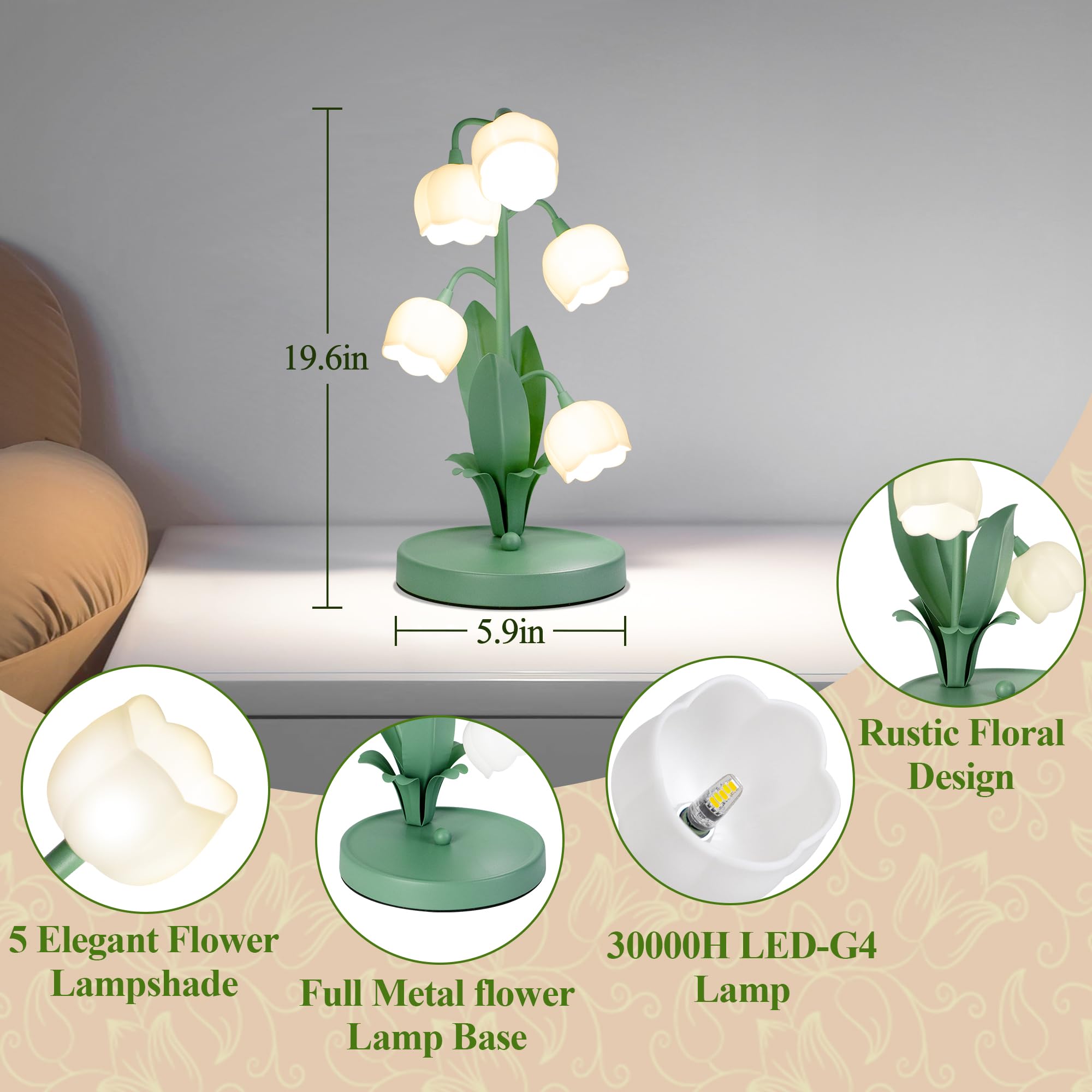 WERFOP Lily Lamp with 3-color modes ideal for cozy study or living room.