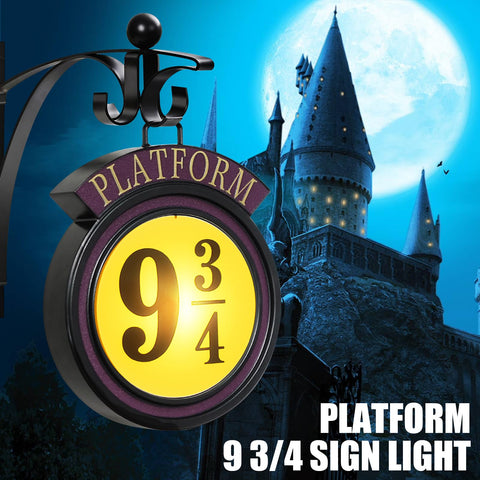 Weronikate Platform 9 3/4 Sign Light close-up metal detail highlights vintage charm