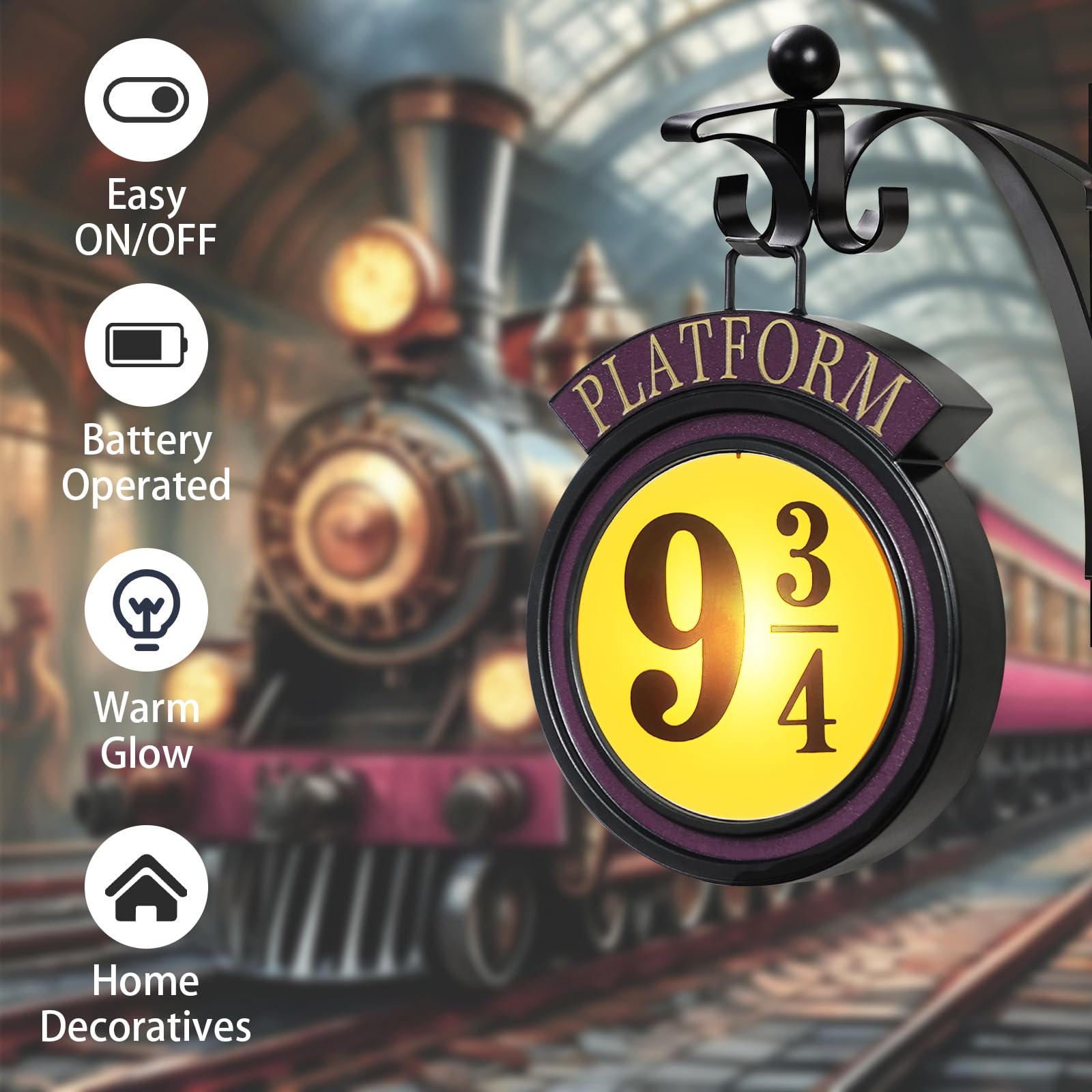 Weronikate Platform 9 3/4 Sign Light cozy room decor for bedrooms and shelves