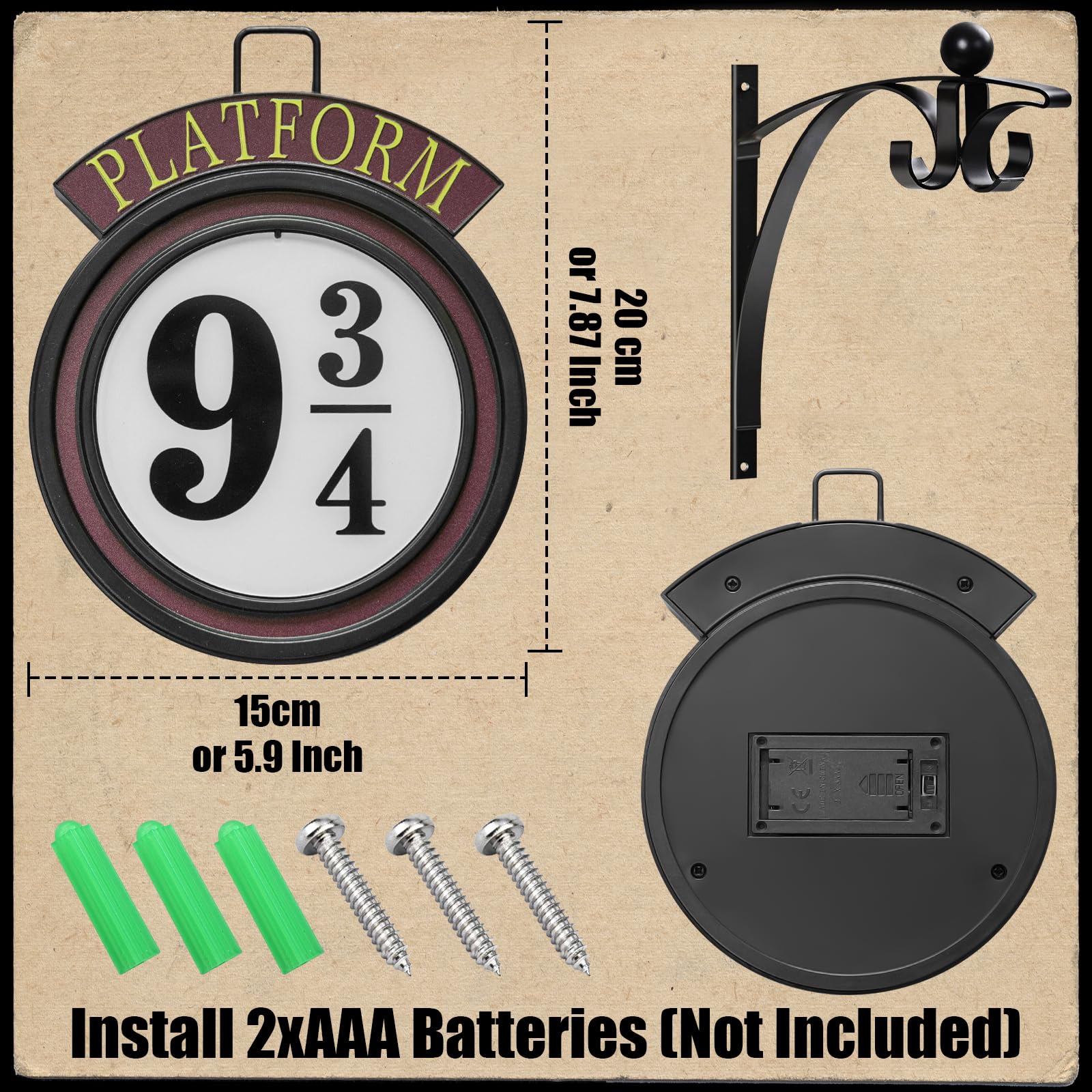 Weronikate Platform 9 3/4 Sign Light wall mount displays easy installation and ambient glow