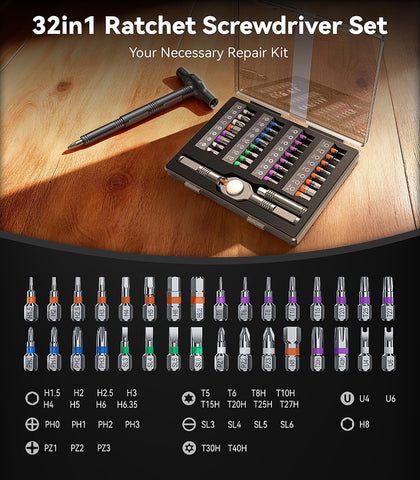 Wesdut 32in1 T Handle Magnetic Screwdriver Set five grip configurations in use