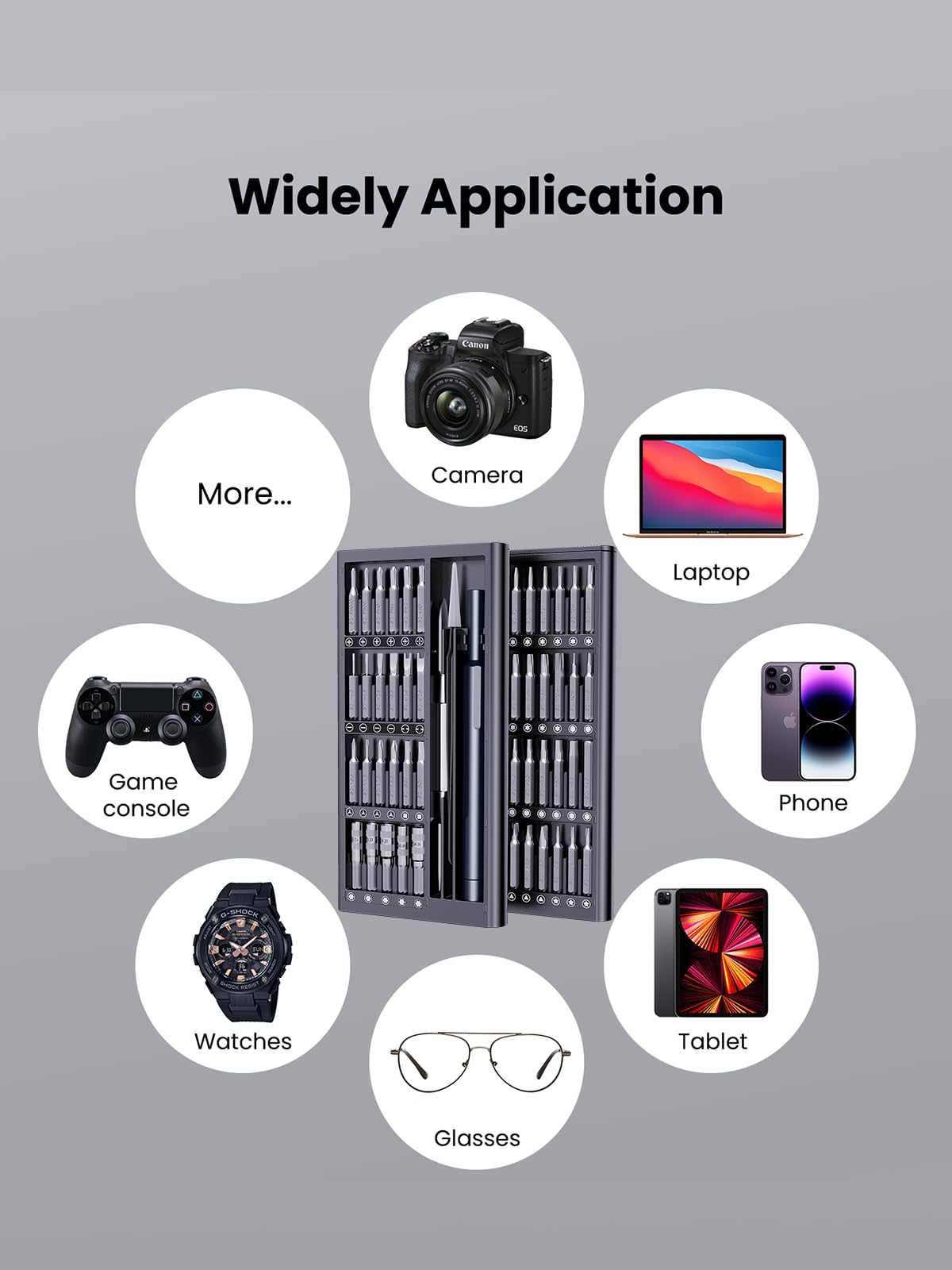 Wesdut repair-ready kit used on phones, glasses, and laptops.