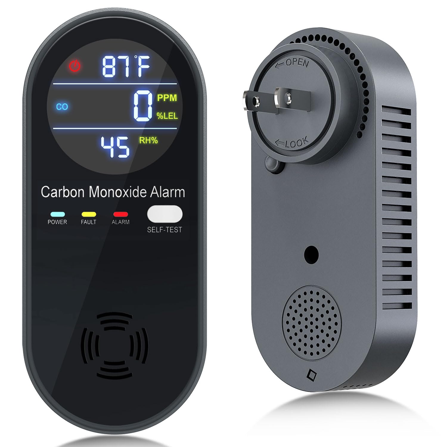 WESHLGD plug-in carbon monoxide detector with real-time readings for safer indoor spaces.