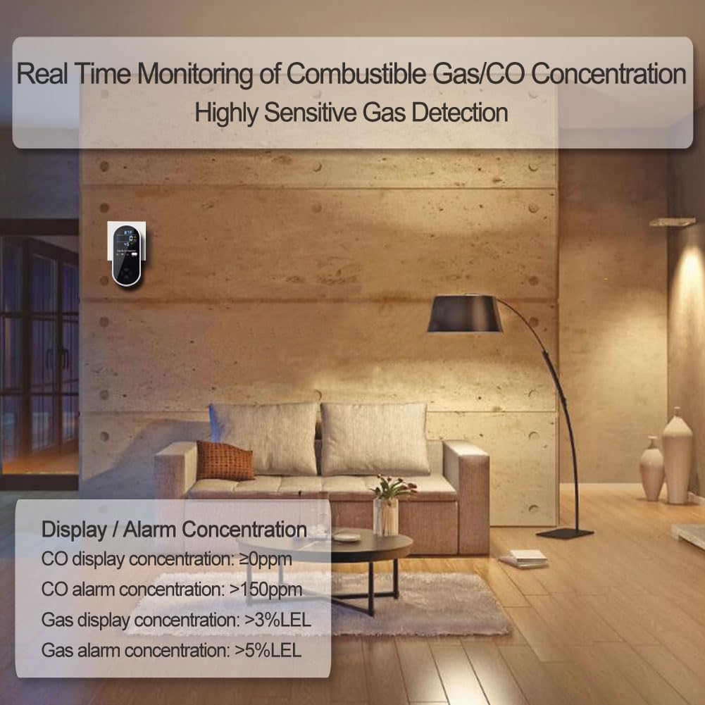 WESHLGD compact detector shown in a home with readable data.