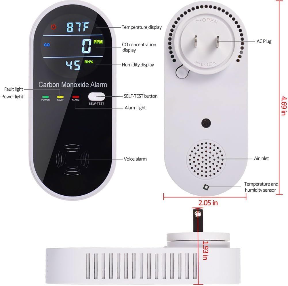 WESHLGD portable CO detector for travel; compact form factor for on-the-go monitoring.