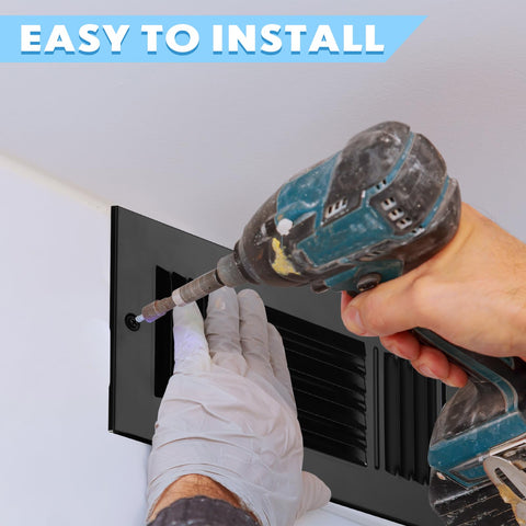 Wesiti 3-way vent register in black suitable for ceiling, wall, and sidewall
