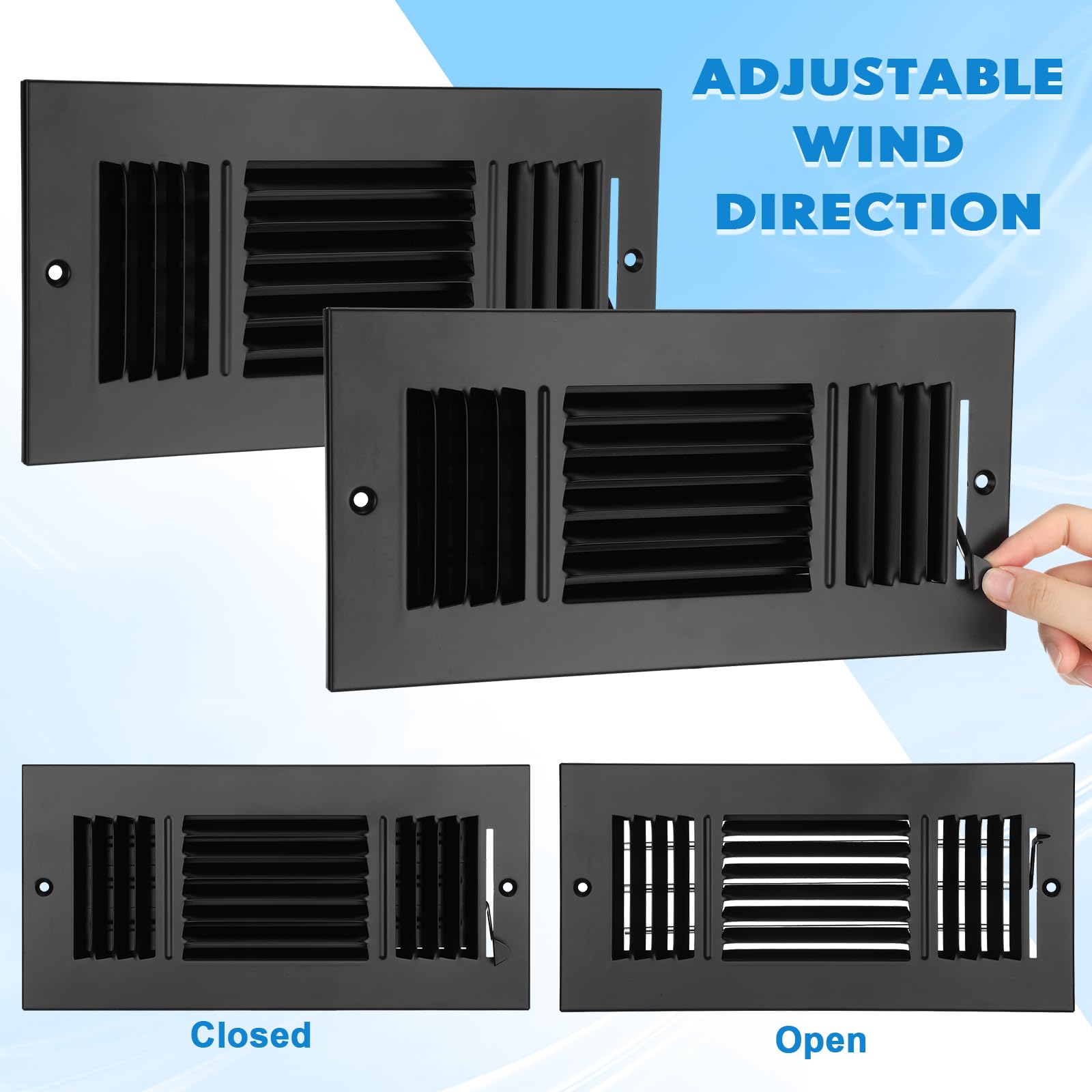 Wesiti vent cover with five dampers and nineteen louvers for airflow control