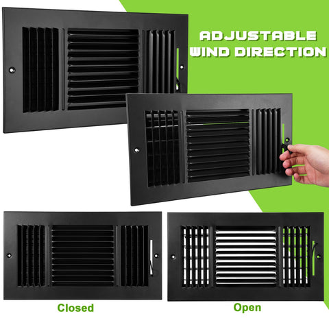 Wesiti adjustable-louvers vent cover 12x6 black enables precise airflow
