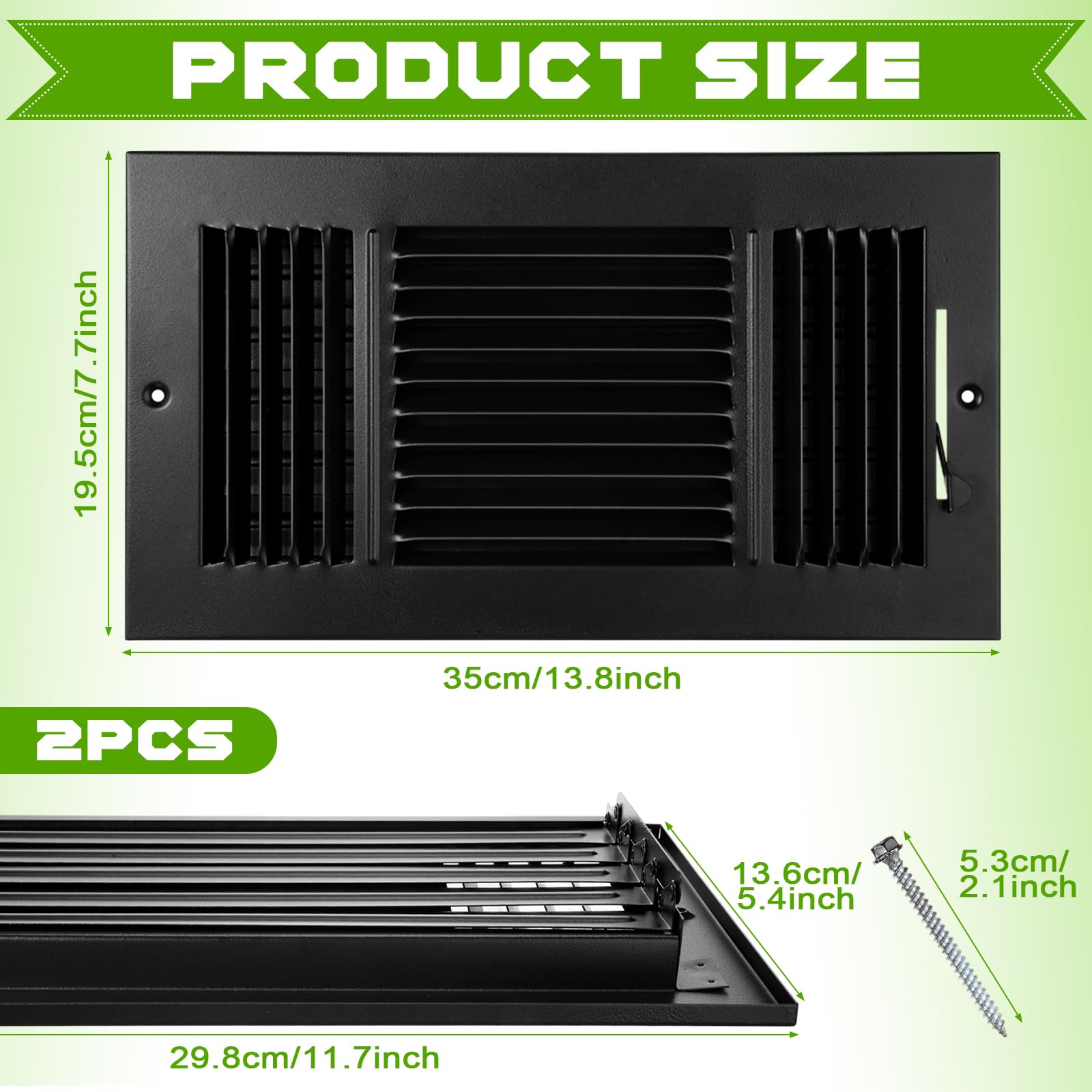 Wesiti vent cover 12x6 black wall register with clean look