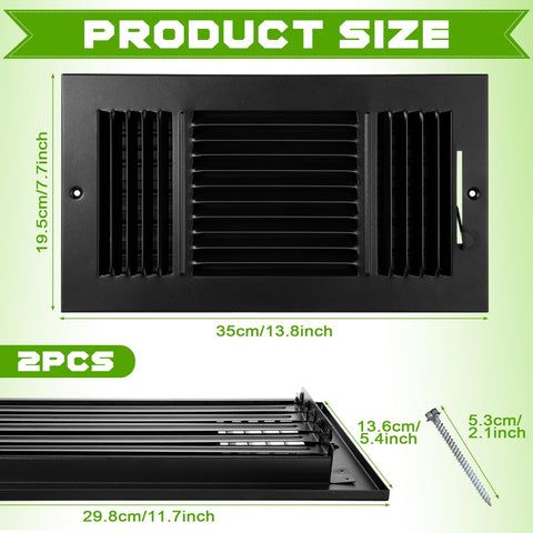 Wesiti vent cover 12x6 black wall register with clean look