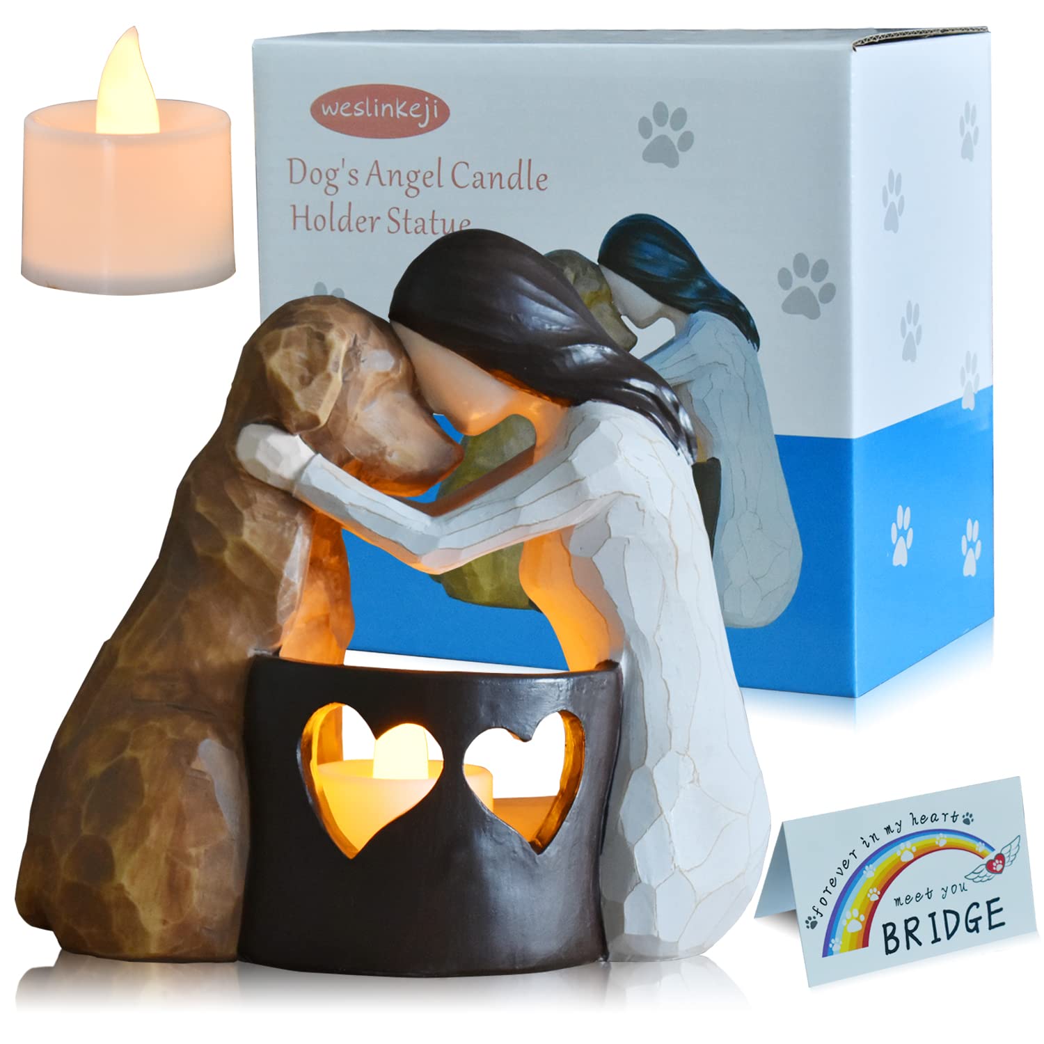 Weslinkeji dog memorial gift candle holder for home remembrance.