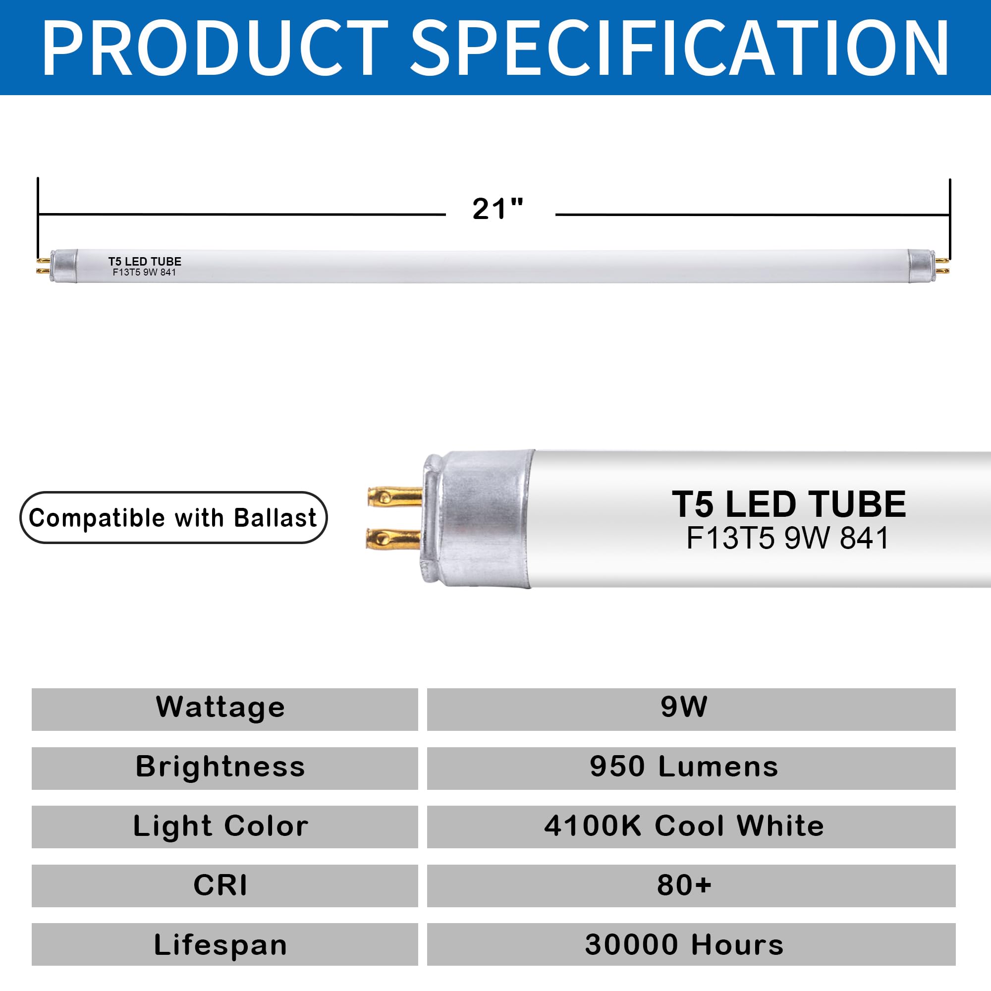 Wesome Lighting F13T5/CW bulb ballast-friendly replacement for fixtures