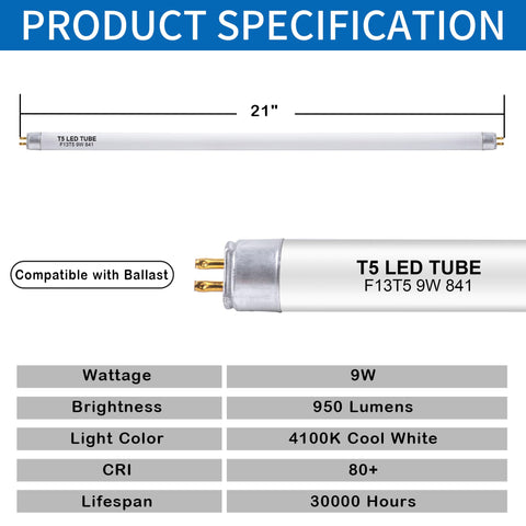 Wesome Lighting F13T5/CW bulb ballast-friendly replacement for fixtures