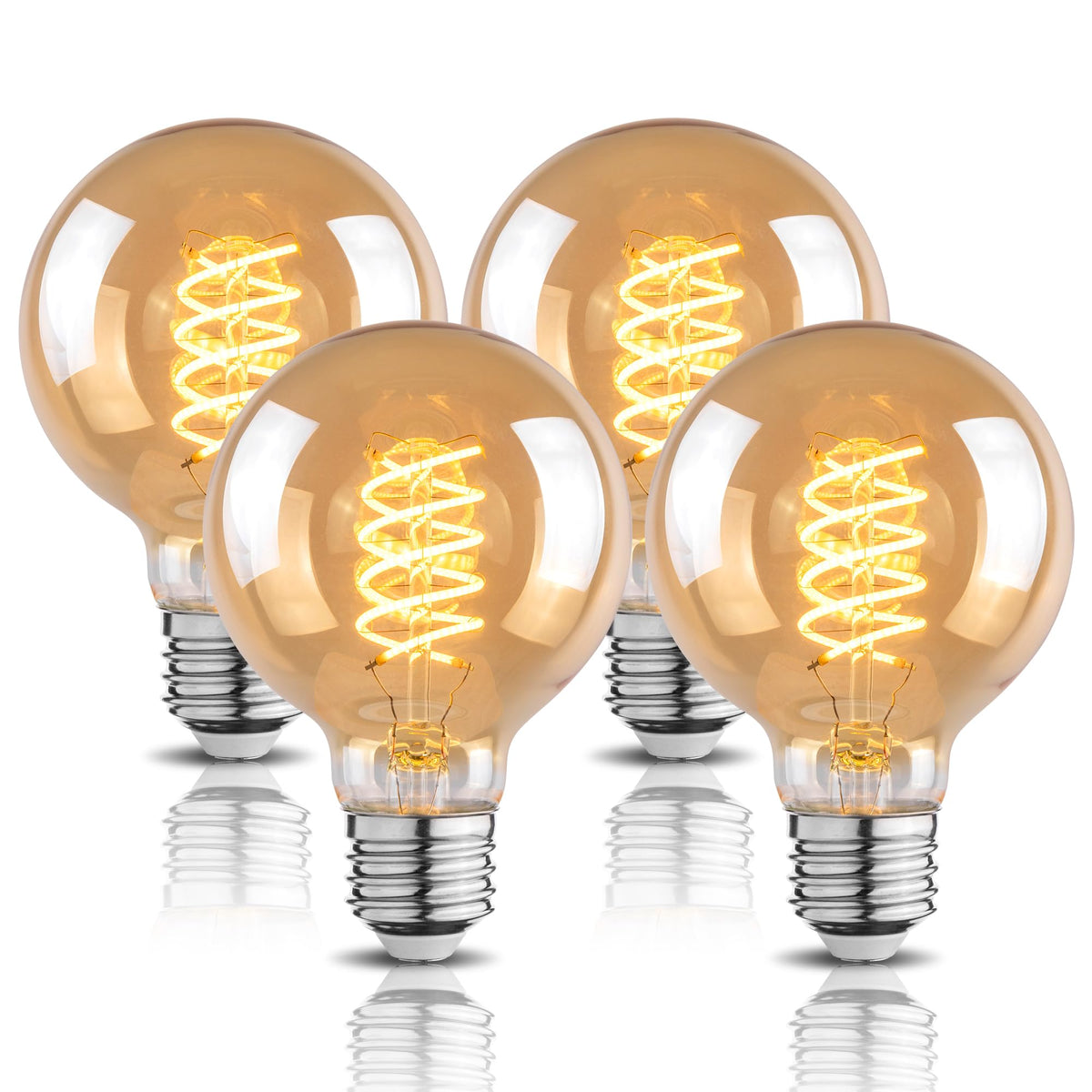Wesome Lighting G25 Globe Edison bulb in amber glass, front view; ideal for cozy living rooms.