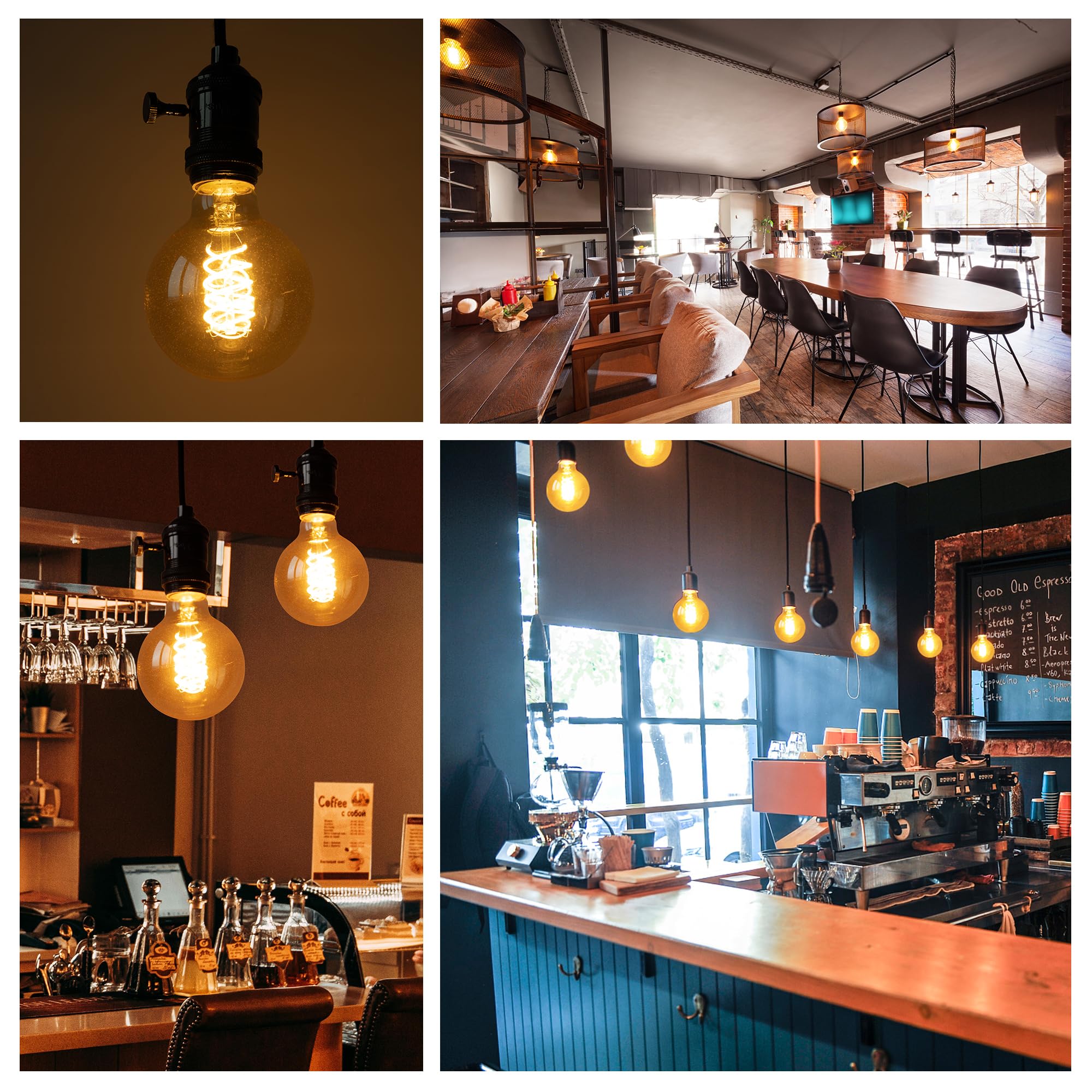 Wesome Lighting amber glass in warm ambience; retro style lighting.