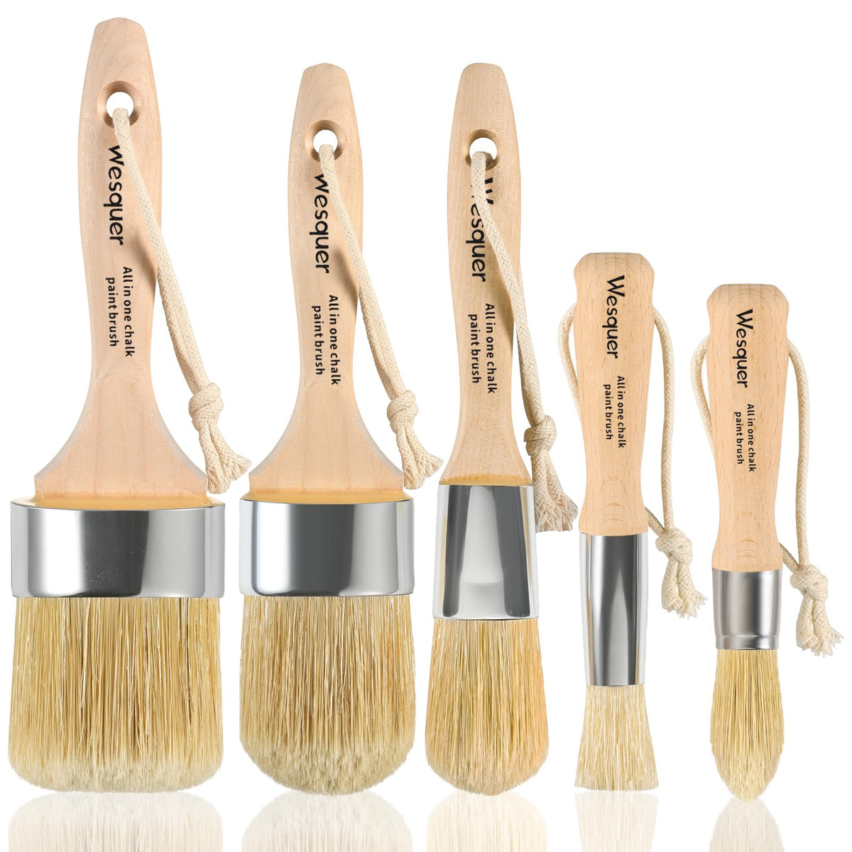 Wesquer chalk paint brush with natural bristles for smooth application.
