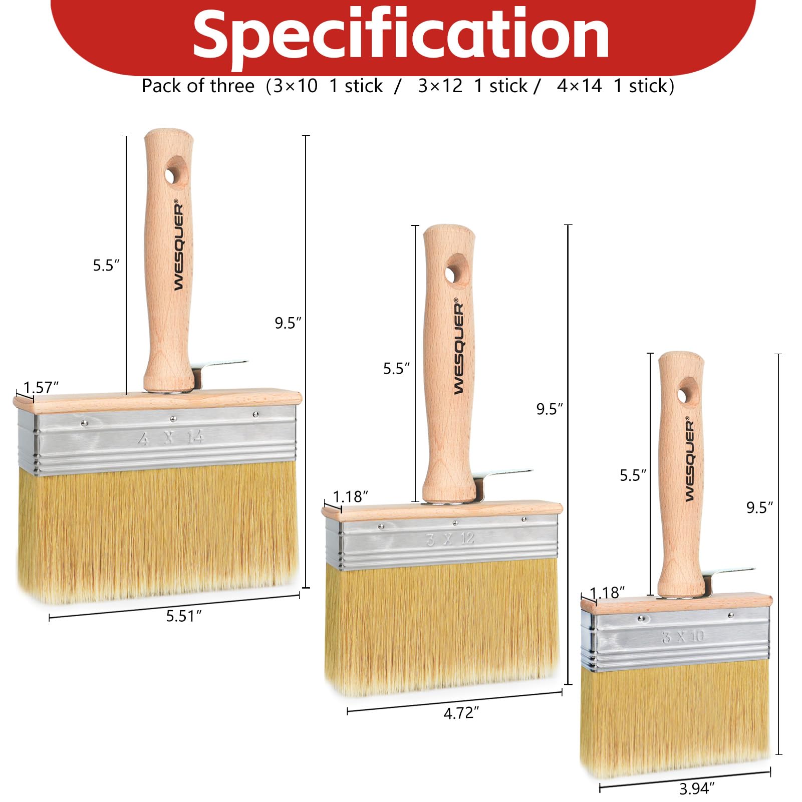 Wesquer deck stain brush mid 5x12cm for balanced coverage