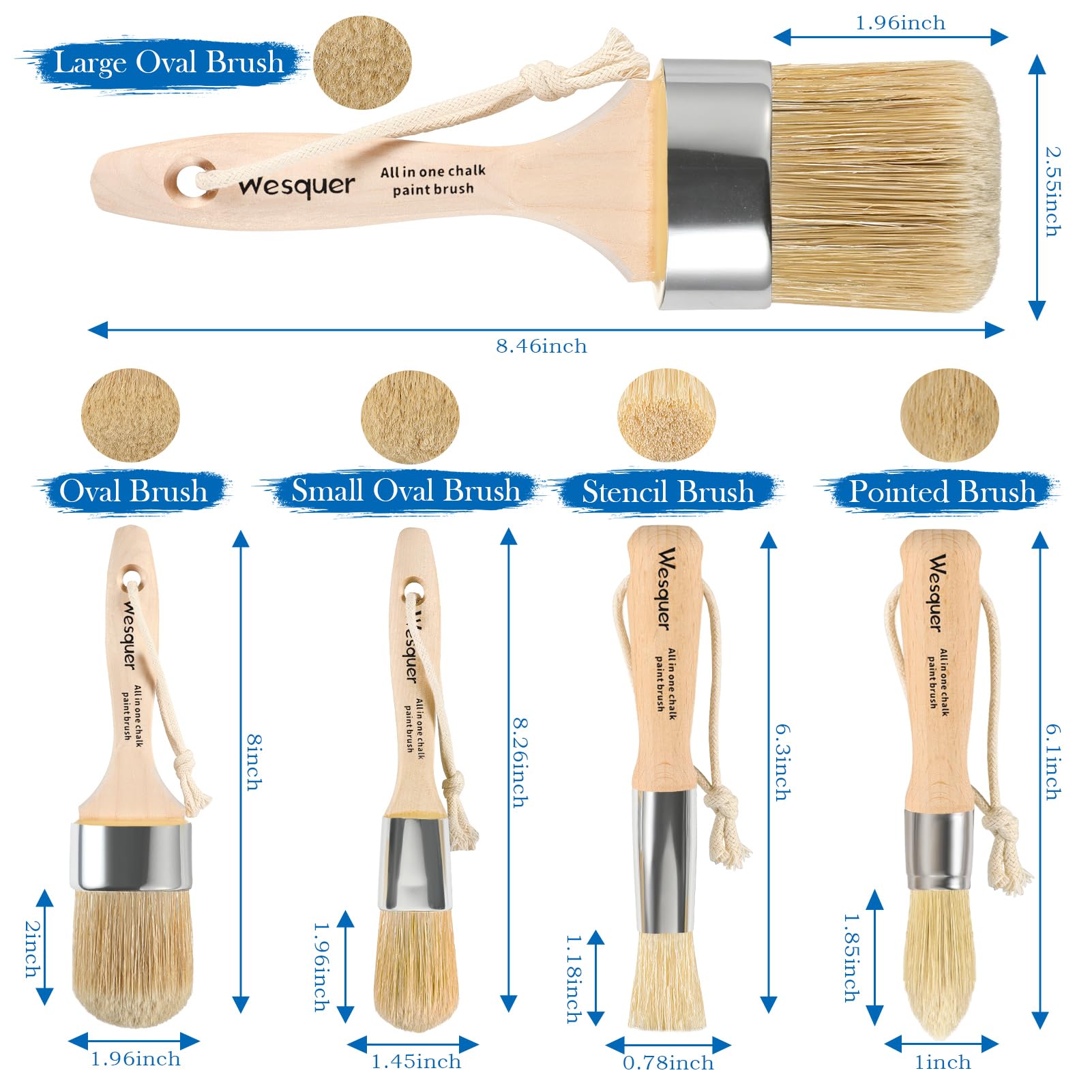 Wesquer stencil brush supports precise stencil designs on furniture.