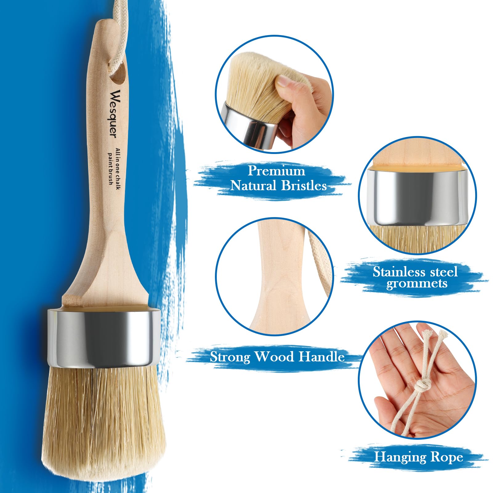 Wesquer wax brush with ergonomic handle for comfortable sessions.