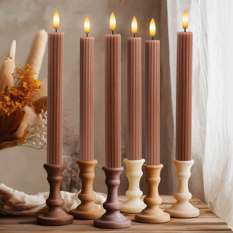 West Ivory 10-inch LED flameless candle with fluted ribbing for elegant table ambiance