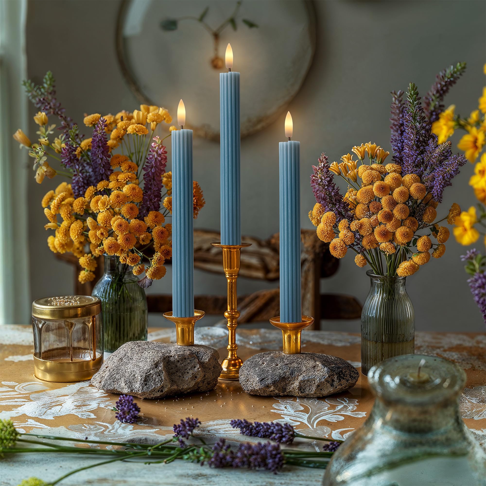 West Ivory dimmable flicker mode candle for customizable mood.
