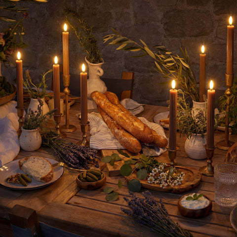 West Ivory table centerpiece LED candle enhancing dining decor