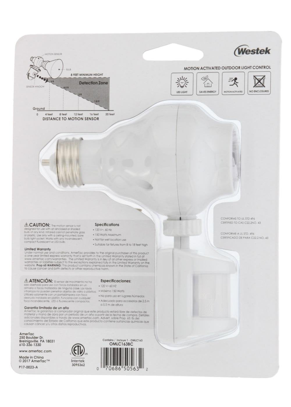Westek OMLC3BC-4 compact design fits standard fixtures.