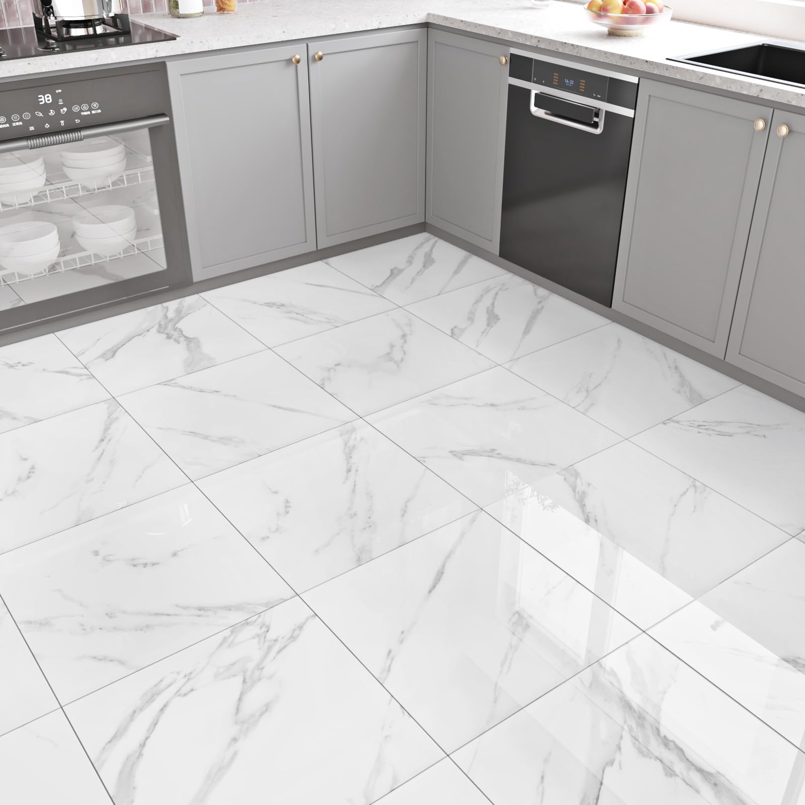 WESTICK marble-look tile, durable kitchen flooring with water resistance