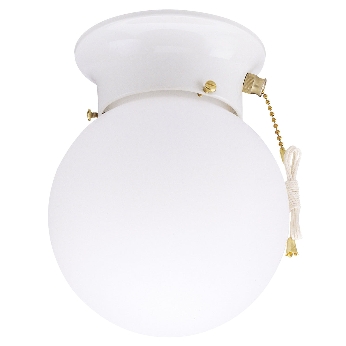 Westinghouse 6-inch ceiling fixture with white glass globe for even illumination in small rooms.