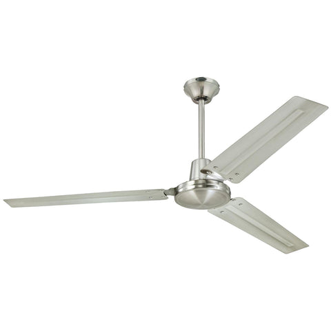 Westinghouse 7861400 industrial 56-inch fan in brushed nickel with steel blades for large rooms.
