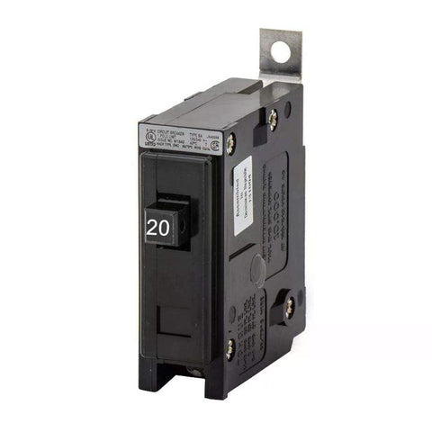 Westinghouse BAB1020 1-pole bolt-on breaker, front view for fast replacement
