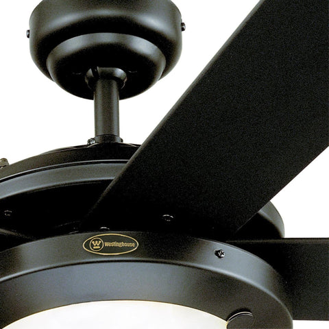 Westinghouse Comet black marble blades provide reversible seasonal options.