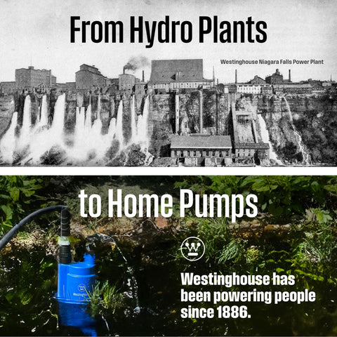 Westinghouse compact design sump pump fits tight spaces efficiently.
